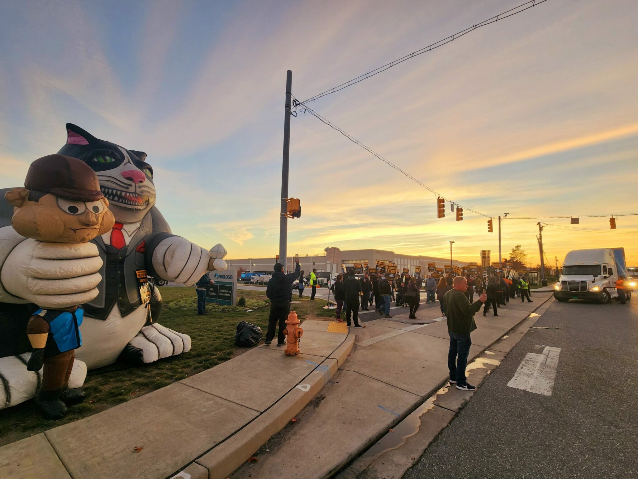 Teamsters Union Leads Picket Line Outside Amazon Warehouse in Baltimore